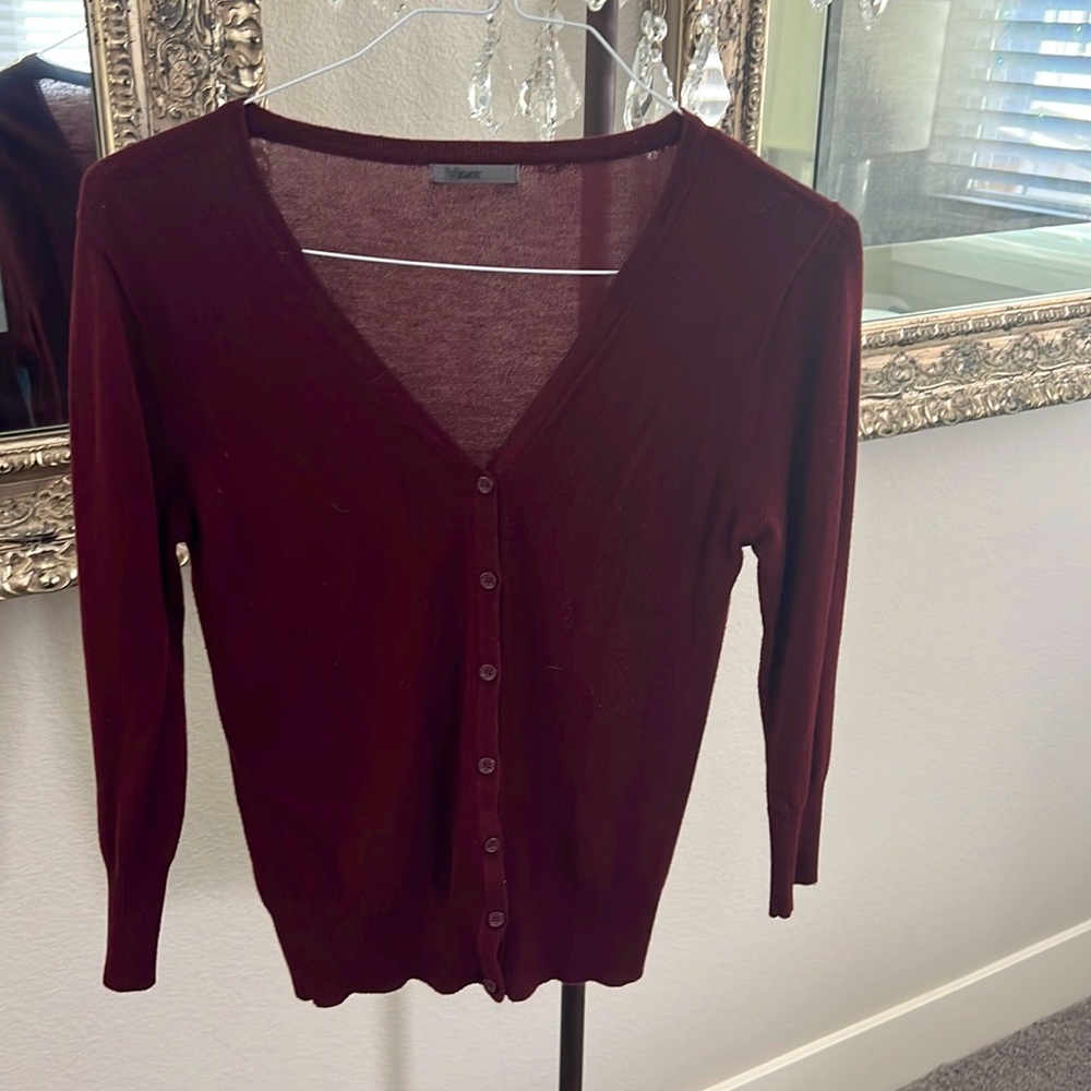 MAK Button-up Maroon Sweater. Size XS.